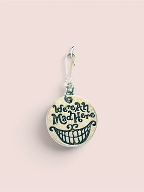 'We're All Mad Here' Charm backpack, bags, etc. Alice in Wonderland Silver